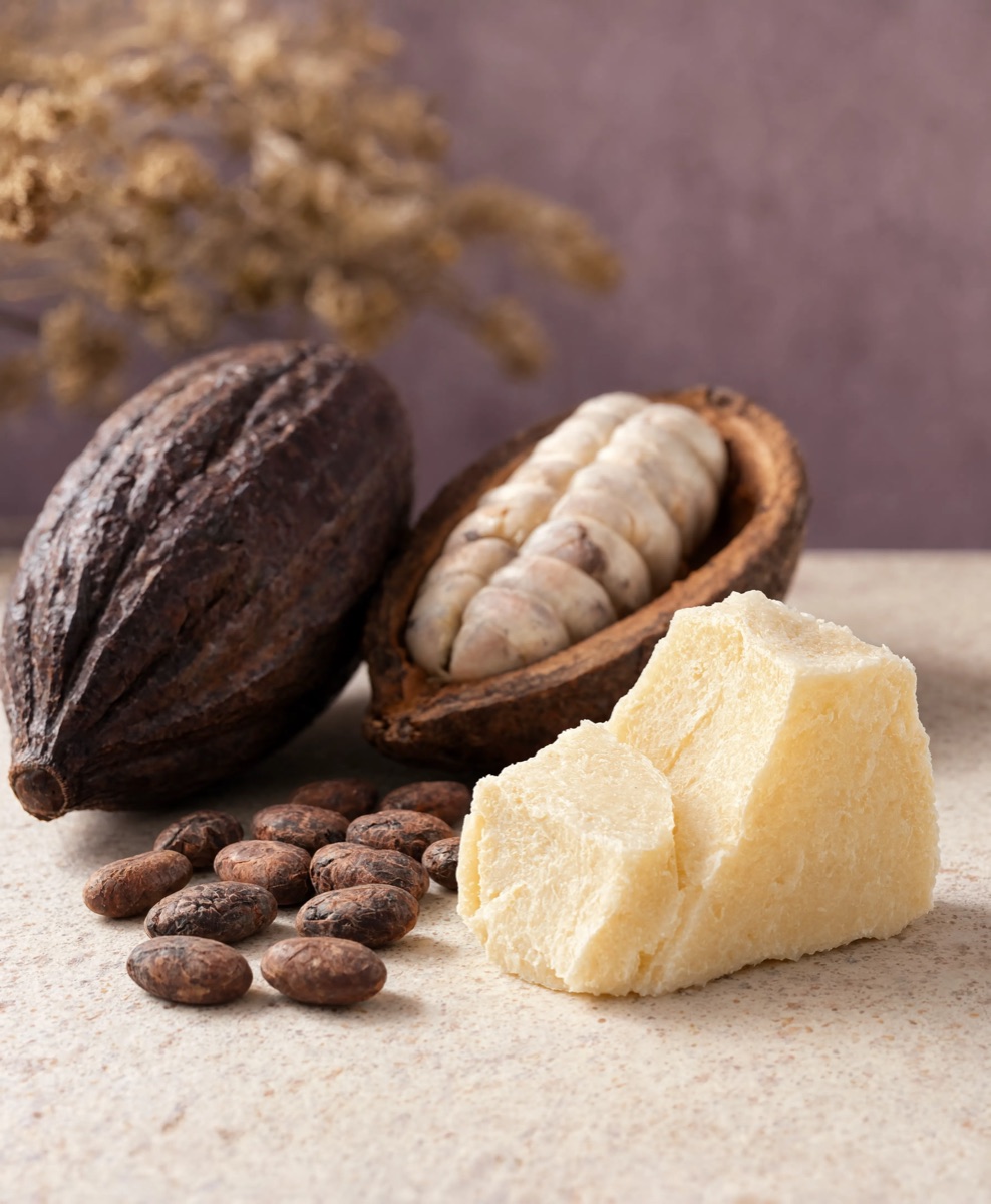 Pieces of pure cocoa butter