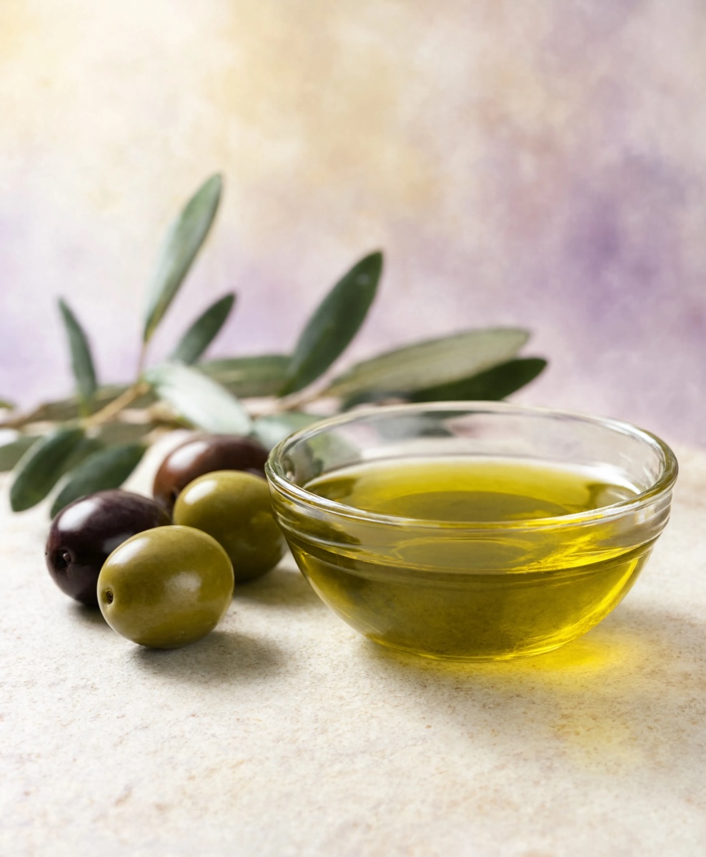 A glass bottle of olive oil